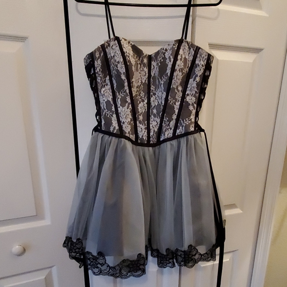 layered lace beaded corset tutu prom dress